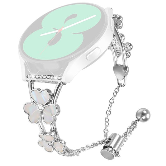 For Huami Amazfit GTS 2 mini Watchband Heart Clover Decor Silver Zinc Alloy Metal Strap