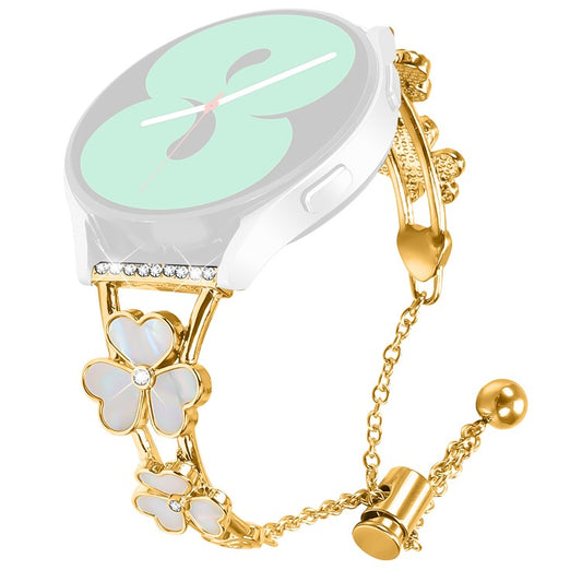 For Haylou BLING LS12 Watchband Heart Clover Decor Zinc Alloy Metal Strap - Gold