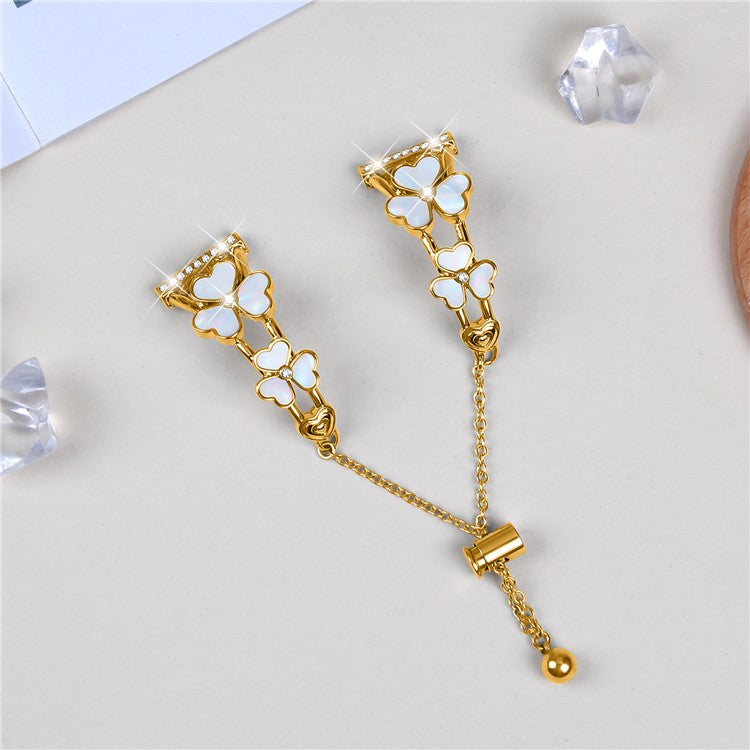 For Haylou BLING LS12 Watchband Heart Clover Decor Zinc Alloy Metal Strap - Gold