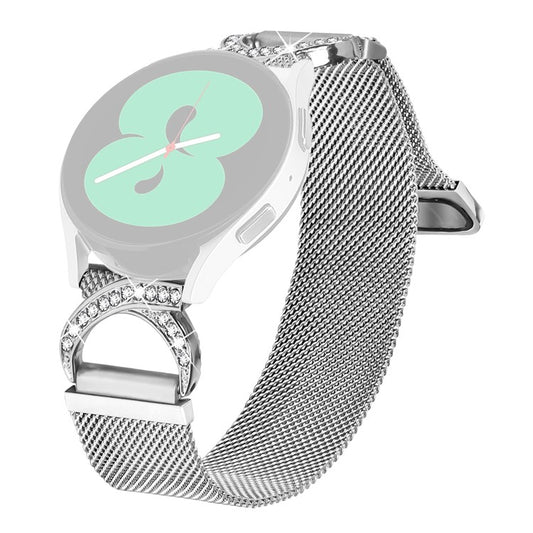 For Huami Amazfit GTS 2e Watch Band Milanese Silver Metal Strap Rhinestone Decor