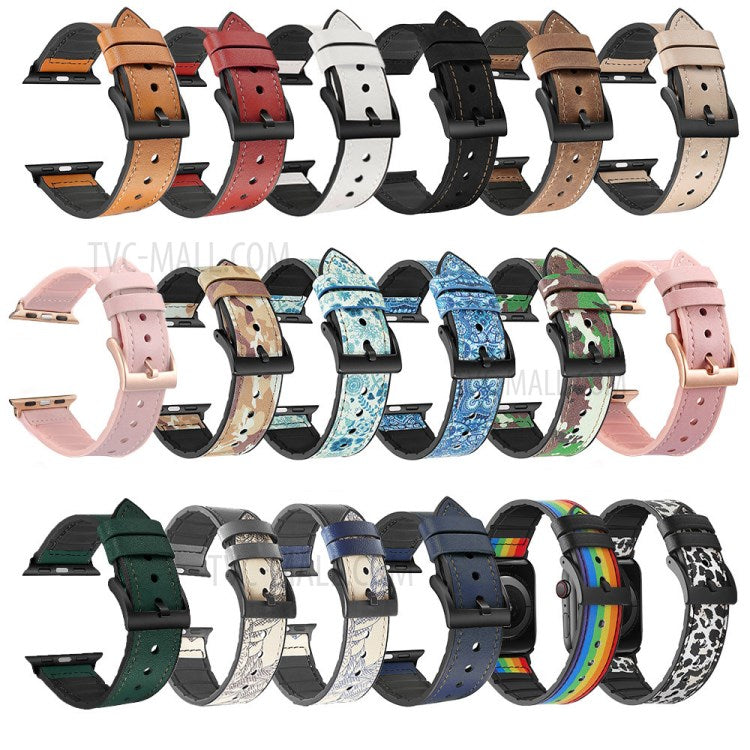 Silicone Leather Coated Watchband Wrist Strap Replacement for Apple Watch Series 10 42mm / 9 8 7 41mm / 6 5 4 SE SE (2022) SE (2023) 40mm / 3 2 1 38mm - Brown