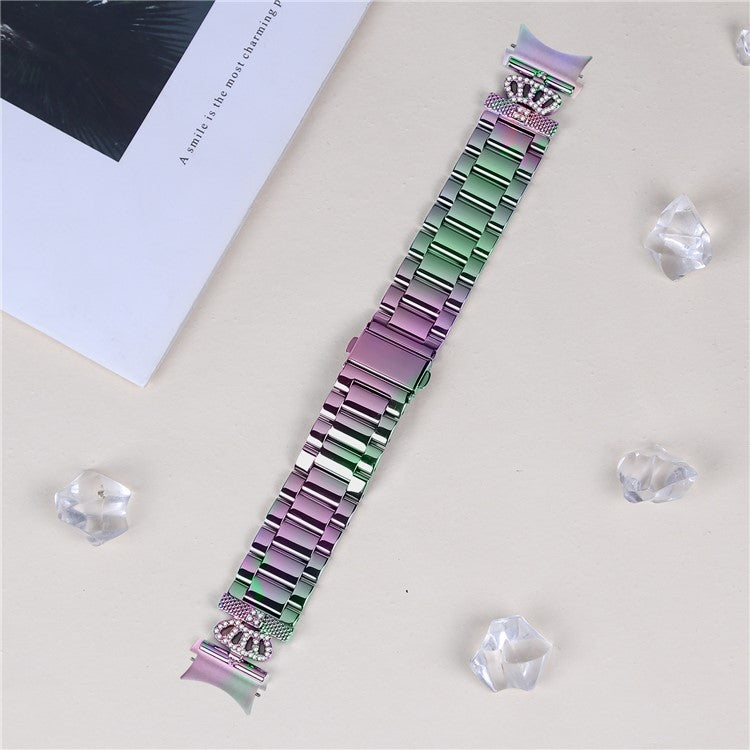 Metal Strap with Quick Release Connector for Samsung Galaxy Watch 5 Pro / 5 / 5 Active / 4 / 4 Classic / 4 Active Crown Shape Watch Band - Colorful