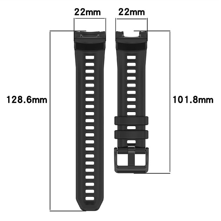 22mm Silicone Strap For Garmin Instinct 3 Solar  /  Instinct 3 AMOLED 45mm Replacement Watch Band - Black