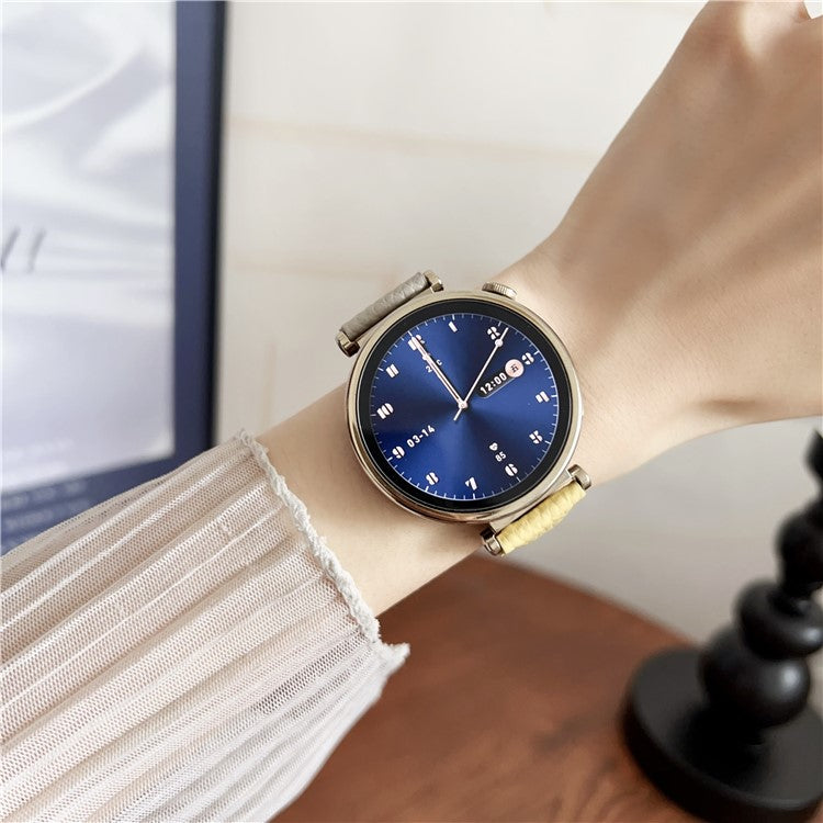 For Huawei Watch GT 5 41mm Genuine Cow Leather Watch Band 18mm Replace Strap with Magnetic Clasp - Brown
