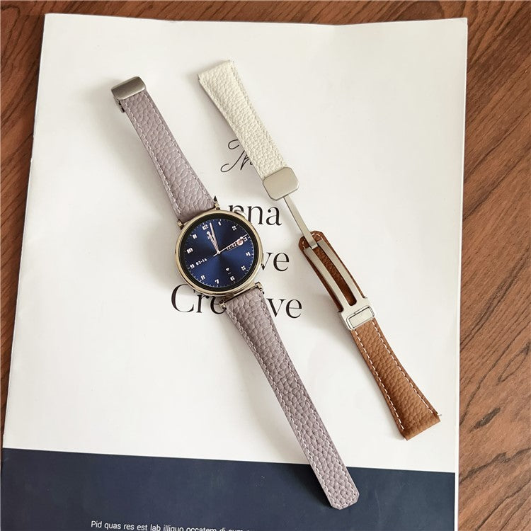 For Huawei Watch GT 5 41mm Genuine Cow Leather Watch Band 18mm Replace Strap with Magnetic Clasp - Brown