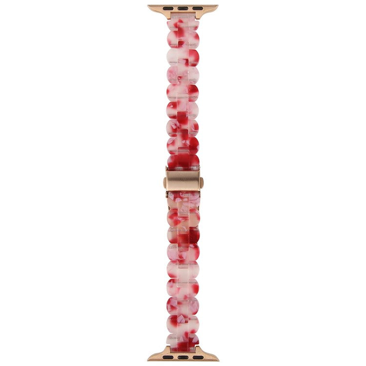 12mm Resin Watch Strap for Apple Watch Series 10 Ultra 9 8 7 SE 6 5 4 3 2 1 46mm 49mm 45mm 44mm 42mm Replacement Slim Wrist Band - Red Floral