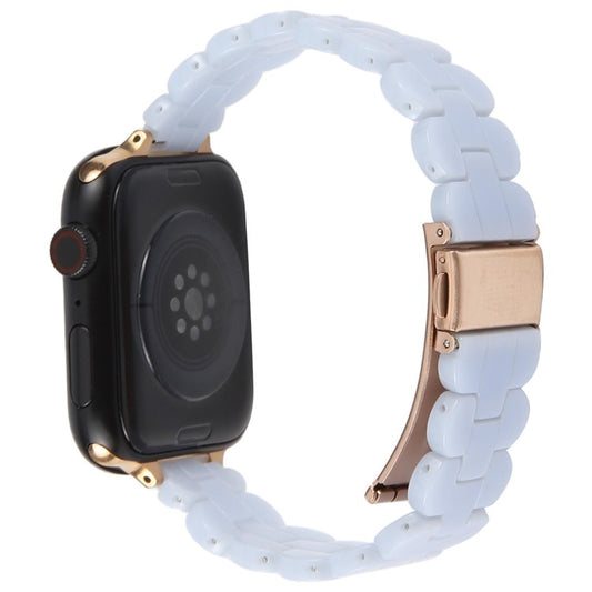 12mm Resin Watch Strap for Apple Watch Series 10 9 8 7 SE 6 5 4 3 2 1 42mm 41mm 40mm 38mm Replacement Slim Wrist Band - Mermaid Blue