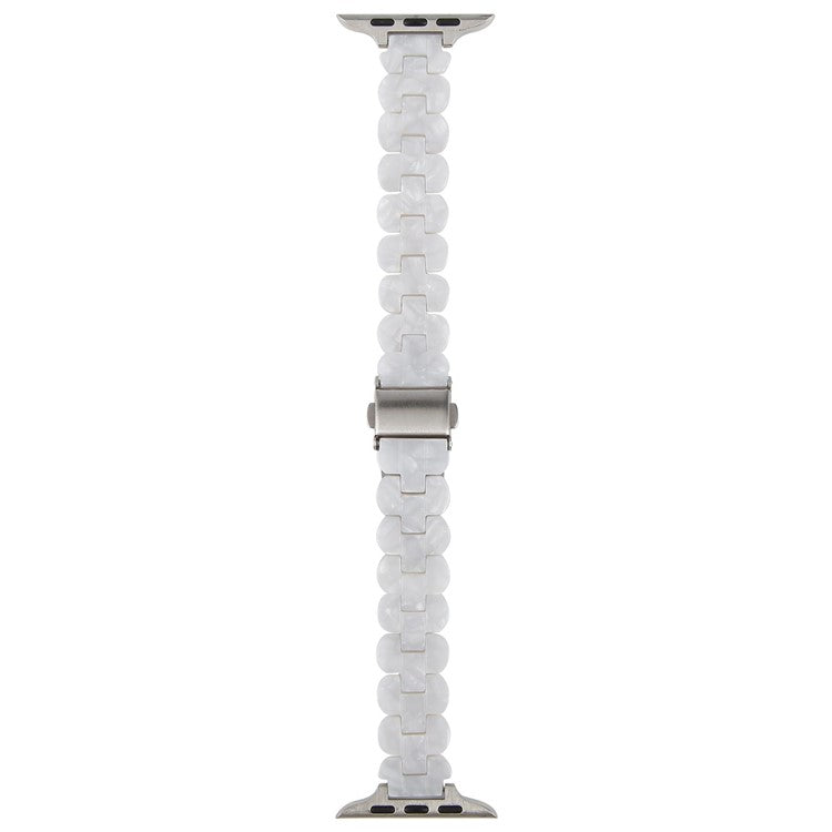 12mm Resin Watch Strap for Apple Watch Series 10 9 8 7 SE 6 5 4 3 2 1 42mm 41mm 40mm 38mm Replacement Slim Wrist Band - Pearl White