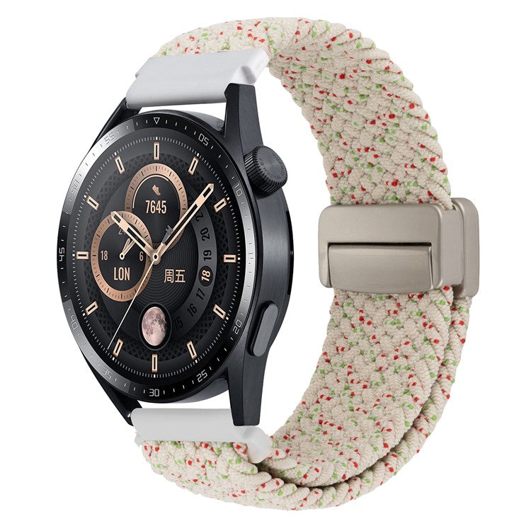 22mm Universal Wrist Strap Magnetic Buckle Nylon Braided Smart Watch Band - Starlight Colorful