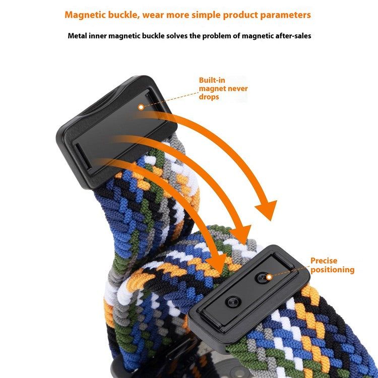 22mm Universal Wrist Strap Magnetic Buckle Nylon Braided Smart Watch Band - Starlight Colorful