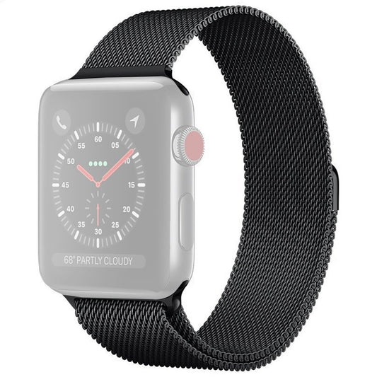 JLT Magnetic Milanese Stainless Steel Watch Band Wrist Strap for Apple Watch Series 10 42mm / 9 8 7 41mm / 6 5 4 SE SE (2022) SE (2023) 40mm / 3 2 1 38mm  - Black