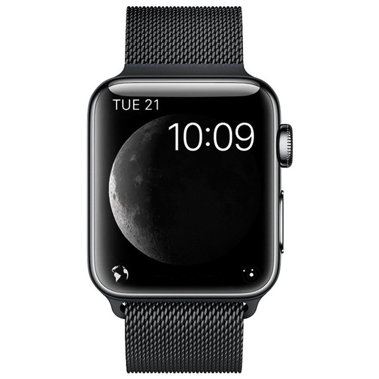 JLT Magnetic Milanese Stainless Steel Watch Band Wrist Strap for Apple Watch Series 10 42mm / 9 8 7 41mm / 6 5 4 SE SE (2022) SE (2023) 40mm / 3 2 1 38mm  - Black