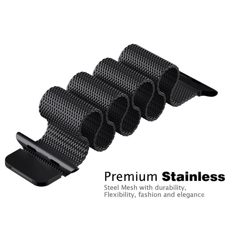 JLT Magnetic Milanese Stainless Steel Watch Band Wrist Strap for Apple Watch Series 10 42mm / 9 8 7 41mm / 6 5 4 SE SE (2022) SE (2023) 40mm / 3 2 1 38mm  - Black