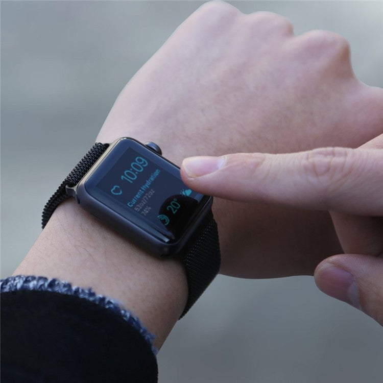 JLT Magnetic Milanese Stainless Steel Watch Band Wrist Strap for Apple Watch Series 10 42mm / 9 8 7 41mm / 6 5 4 SE SE (2022) SE (2023) 40mm / 3 2 1 38mm  - Black
