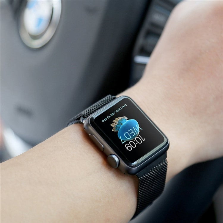 JLT Magnetic Milanese Stainless Steel Watch Band Wrist Strap for Apple Watch Series 10 42mm / 9 8 7 41mm / 6 5 4 SE SE (2022) SE (2023) 40mm / 3 2 1 38mm  - Black