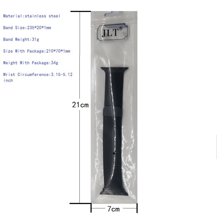 JLT Magnetic Milanese Stainless Steel Watch Band Wrist Strap for Apple Watch Series 10 42mm / 9 8 7 41mm / 6 5 4 SE SE (2022) SE (2023) 40mm / 3 2 1 38mm  - Black