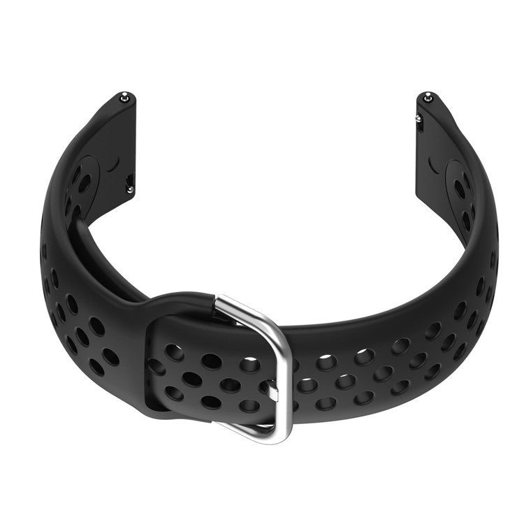 Universal 22mm Width Air Holes Silicone Watch Band Replacement for Huawei Watch 3 / 3 Pro / Samsung Amazfit Watch Etc - Black
