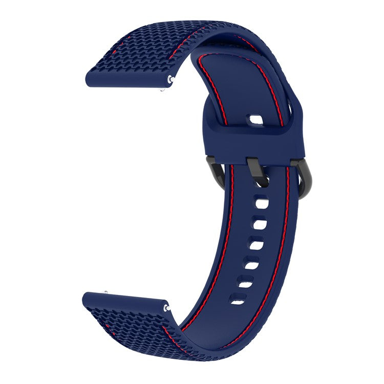 20mm Stitching Line Silicone Watchband Strap Replacement for Samsung Galaxy Watch Active/Active2 40mm/Watch 42mm/Huami Amazfit GTR (42mm)/Garmin vivoactive 3/Huawei Watch GT2 (42mm) - Dark Blue/Red