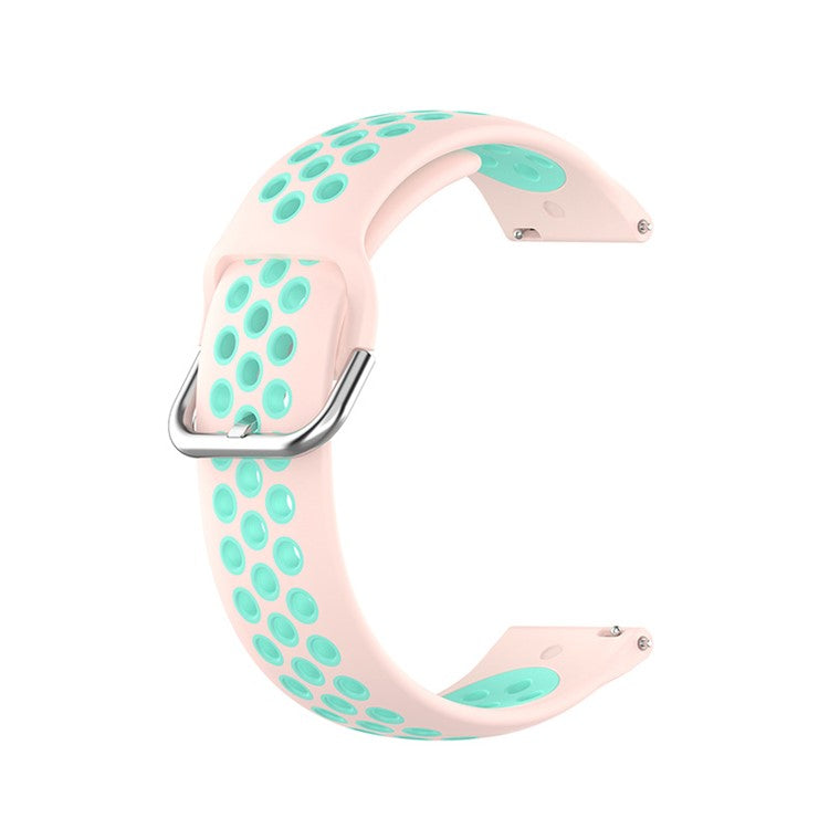 20mm Dual Color Silicone Watchband Strap for Samsung Galaxy Watch6 40mm 44mm / Watch6 Classic 43mm 47mm / Watch 5 40mm 44mm / 5 Pro 45mm / Watch4 40mm 44mm - Light Pink / Teal