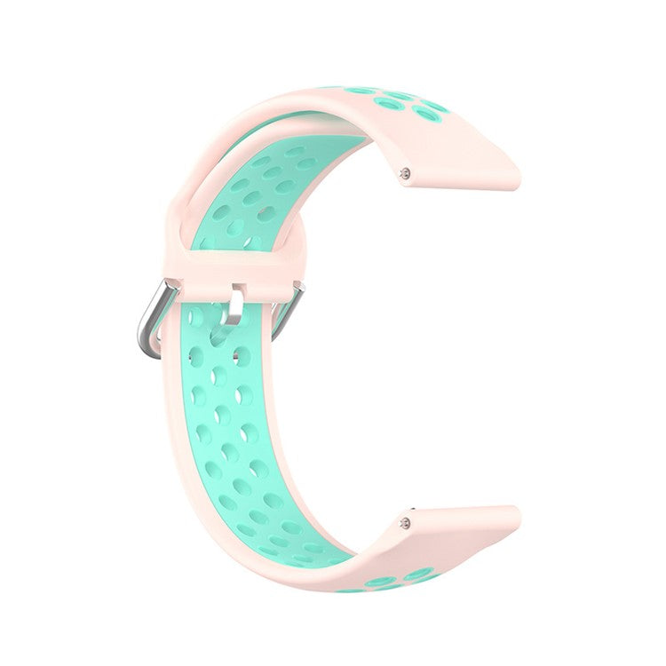20mm Dual Color Silicone Watchband Strap for Samsung Galaxy Watch6 40mm 44mm / Watch6 Classic 43mm 47mm / Watch 5 40mm 44mm / 5 Pro 45mm / Watch4 40mm 44mm - Light Pink / Teal