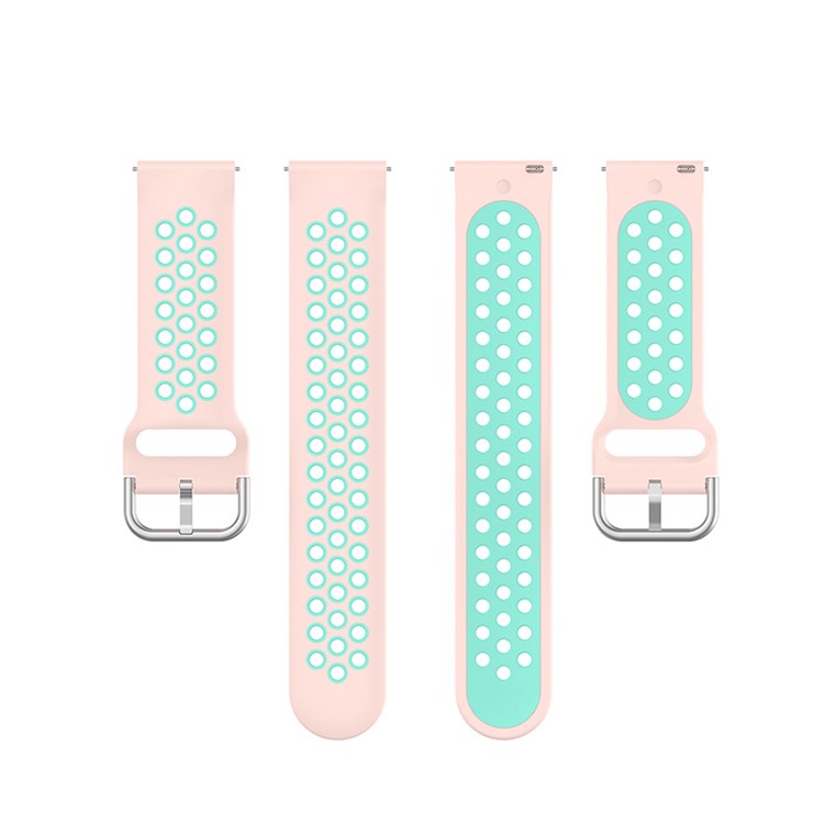 20mm Dual Color Silicone Watchband Strap for Samsung Galaxy Watch6 40mm 44mm / Watch6 Classic 43mm 47mm / Watch 5 40mm 44mm / 5 Pro 45mm / Watch4 40mm 44mm - Light Pink / Teal