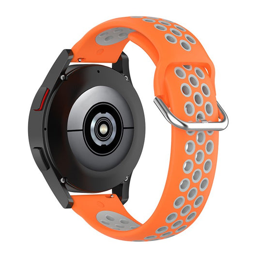 20mm Dual Color Silicone Watchband Strap for Samsung Galaxy Watch6 40mm 44mm / Watch6 Classic 43mm 47mm / Watch 5 40mm 44mm / 5 Pro 45mm / Watch4 40mm 44mm - Orange / Grey