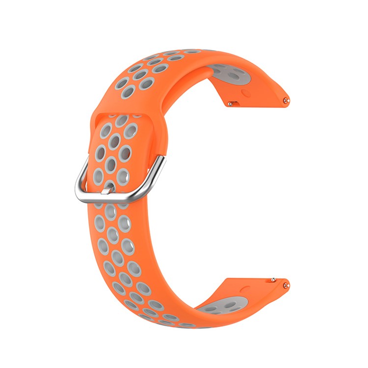 20mm Dual Color Silicone Watchband Strap for Samsung Galaxy Watch6 40mm 44mm / Watch6 Classic 43mm 47mm / Watch 5 40mm 44mm / 5 Pro 45mm / Watch4 40mm 44mm - Orange / Grey