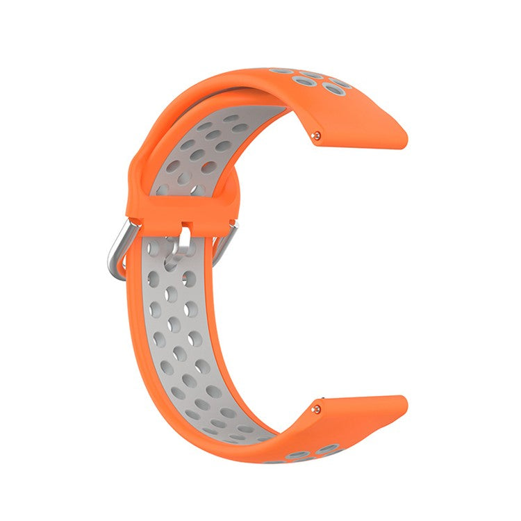 20mm Dual Color Silicone Watchband Strap for Samsung Galaxy Watch6 40mm 44mm / Watch6 Classic 43mm 47mm / Watch 5 40mm 44mm / 5 Pro 45mm / Watch4 40mm 44mm - Orange / Grey