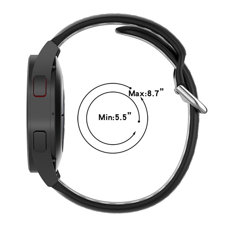 20mm Dual Color Silicone Watchband Strap for Samsung Galaxy Watch6 40mm 44mm / Watch6 Classic 43mm 47mm / Watch 5 40mm 44mm / 5 Pro 45mm / Watch4 40mm 44mm - Orange / Grey