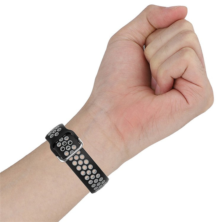 20mm Dual Color Silicone Watchband Strap for Samsung Galaxy Watch6 40mm 44mm / Watch6 Classic 43mm 47mm / Watch 5 40mm 44mm / 5 Pro 45mm / Watch4 40mm 44mm - Orange / Grey