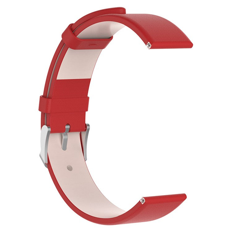 20mm Genuine Leather Smart Watch Band for Samsung Galaxy Watch6 40mm 44mm / Watch6 Classic 43mm 47mm / Watch 5 40mm 44mm / 5 Pro 45mm / Watch4 40mm 44mm - Red