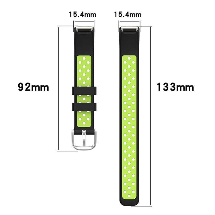 15.4mm Bi-color Silicone Replacement Wristband Breathable Soft Adjustable Waterproof Strap for Fitbit Luxe / Special Edition - Black/Blue