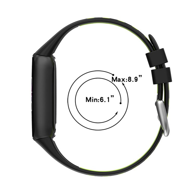 15.4mm Bi-color Silicone Replacement Wristband Breathable Soft Adjustable Waterproof Strap for Fitbit Luxe / Special Edition - Black/Blue