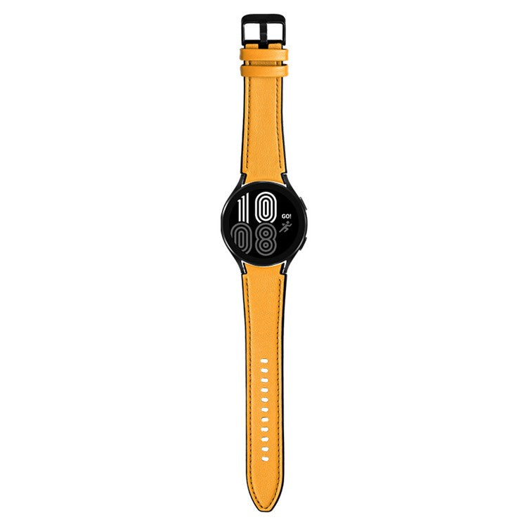 20mm Adjustable Leather Watch Band Strap for Samsung Galaxy Watch6 40mm 44mm / Watch6 Classic 43mm 47mm / Watch 5 40mm 44mm / 5 Pro 45mm / Watch4 40mm 44mm - Yellow