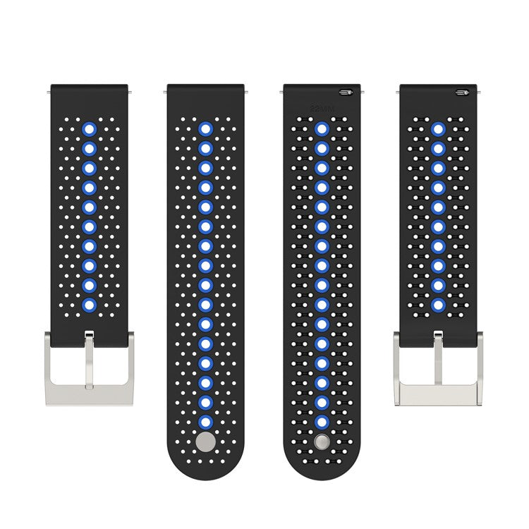 20mm Bi-color Silicone Watch Strap Wristband for Huawei Watch GT3 42mm/Samsung Galaxy Watch 42mm - Black/Blue
