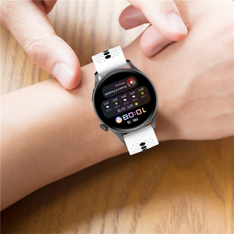 20mm Bi-color Silicone Watch Strap Wristband for Huawei Watch GT3 42mm/Samsung Galaxy Watch 42mm - Black/Blue