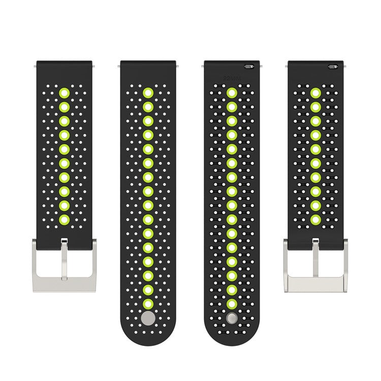 20mm Bi-color Silicone Watch Strap Wristband for Huawei Watch GT3 42mm/Samsung Galaxy Watch 42mm - Black/Lime