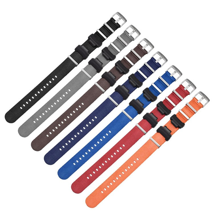 3 Watch Band Loop Watch Strap Replacement Nylon Canvas Watch Band for Casio GA-110/G-8900/DW-5600 - Black+Red+Green Stripe