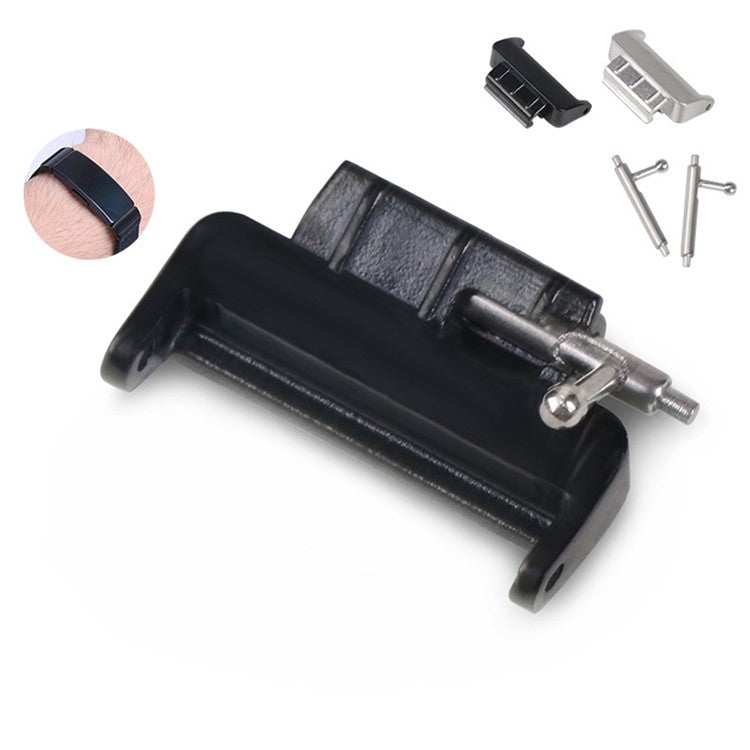 1 Pair 14mm Stainless Steel Watch Strap Band Connector Adapter for Fitbit Inspire/Fitbit Inspire HR - Black