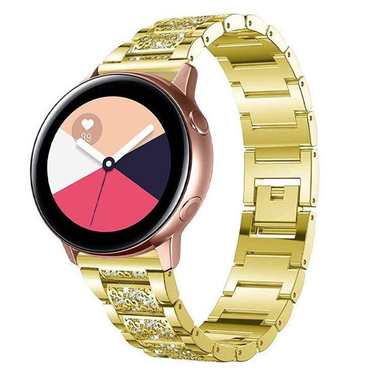 18mm 3-beads Rhinestone Decor Smart Watch Strap Metal Wrist Band for Garmin Venu 2S/Vivoactive 4S - Gold