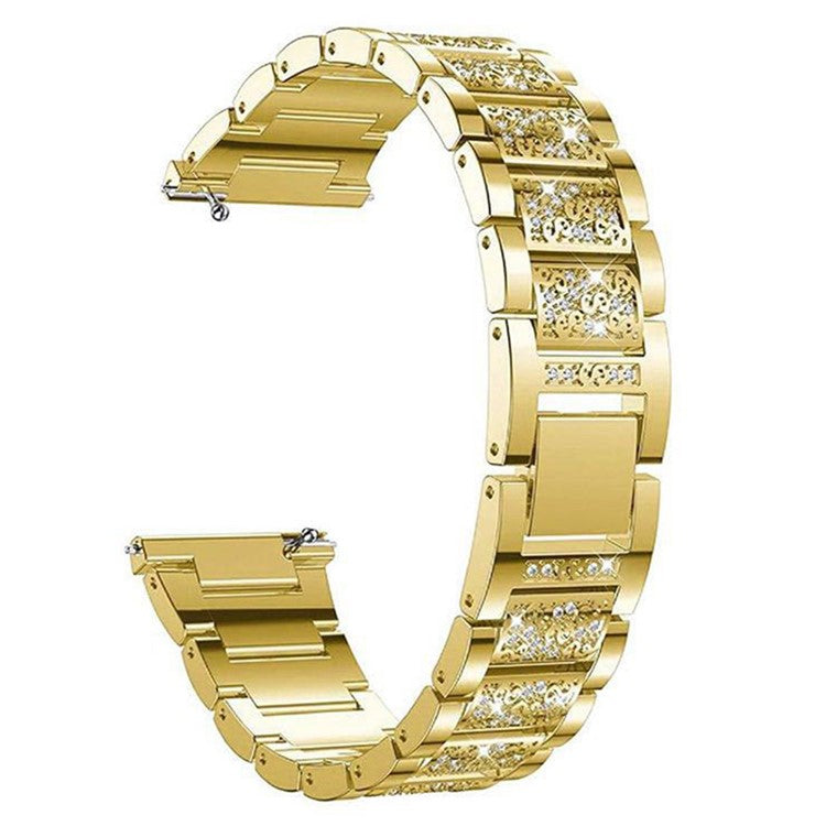 18mm 3-beads Rhinestone Decor Smart Watch Strap Metal Wrist Band for Garmin Venu 2S/Vivoactive 4S - Gold