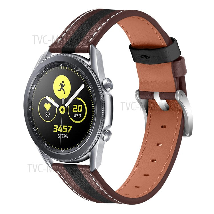 20mm Cowhide Leather Wrist Band for Garmin Venu Stylish Color Splicing Adjustable Replacement Strap - Brown/Black