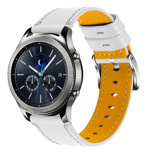 For Fossil Gen 5 Carlyle Cowhide Leather Soft Touch Wrist Strap 22mm Universal Watch Band with Stainless Steel Buckle - White