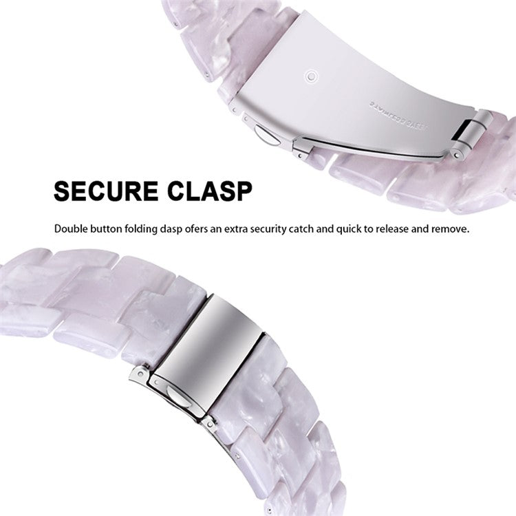 20mm Resin Smart Watch Strap for Garmin Vivomove 3/Garminmove 3, Replacement Wristband with Stainless Steel Buckle - Pearl White