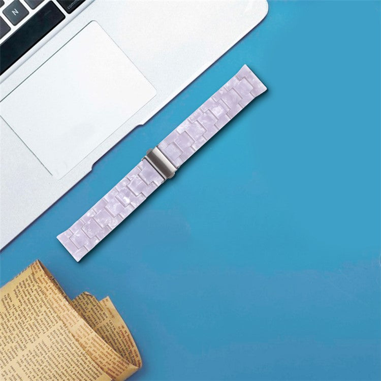 20mm Resin Smart Watch Strap for Garmin Vivomove 3/Garminmove 3, Replacement Wristband with Stainless Steel Buckle - Pearl White