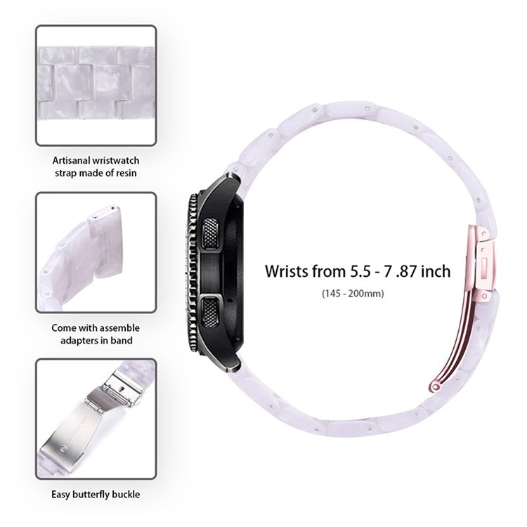 20mm Resin Smart Watch Strap for Garmin Vivomove 3/Garminmove 3, Replacement Wristband with Stainless Steel Buckle - Pearl White