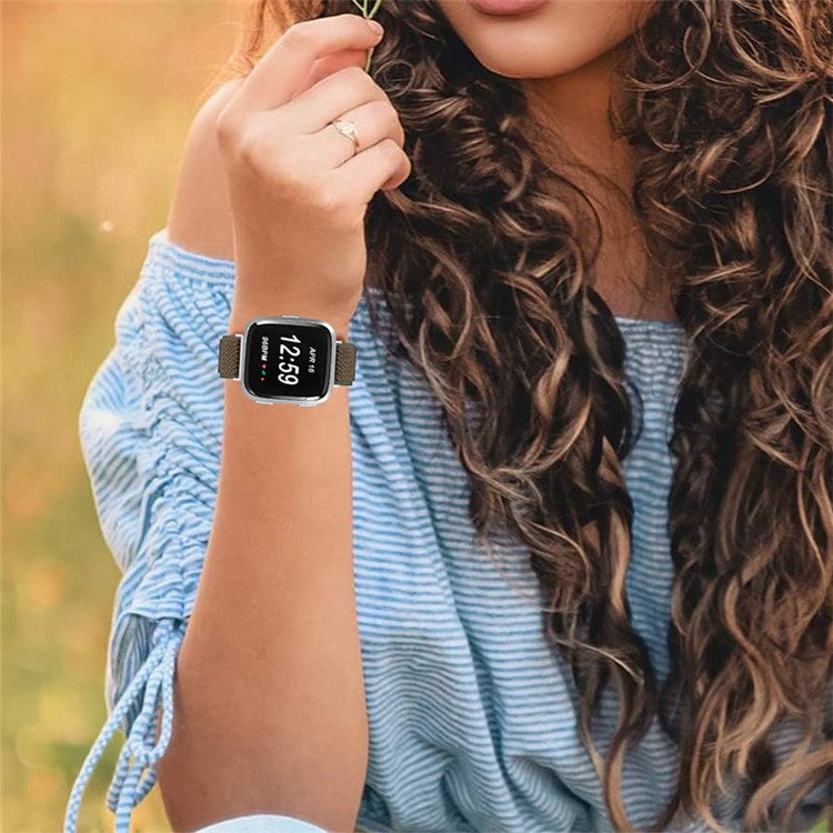 For Fitbit Versa 2 / Fitbit Versa/Versa Lite/Versa SE Universal Watch Band  Adjustable Elastic Watch Strap with Buckle - Brown