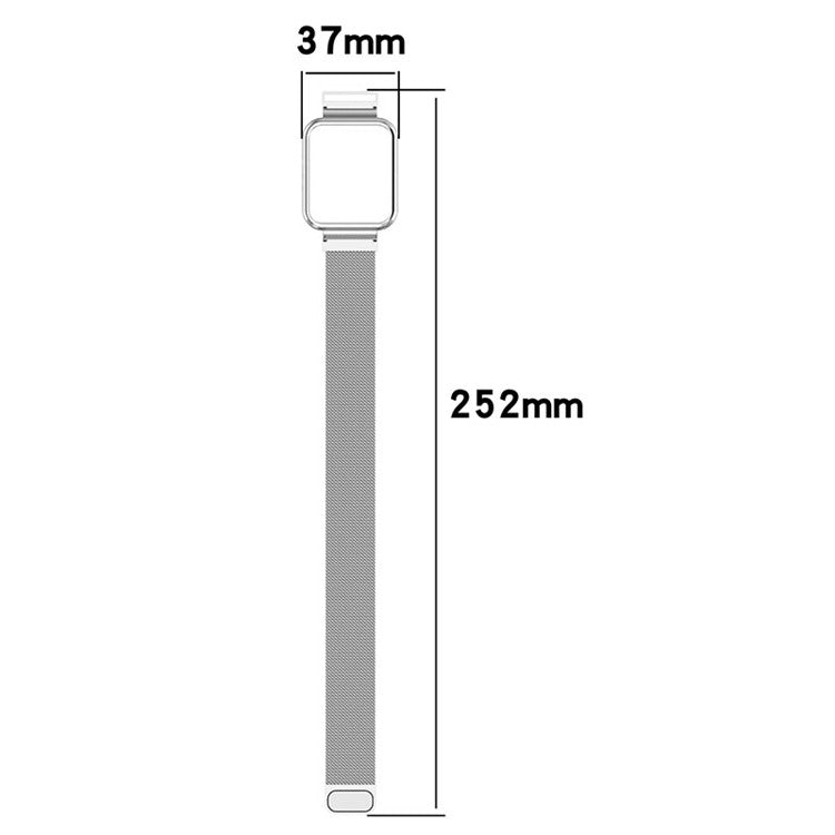 For Xiaomi Redmi Watch 2 Lite Metal Milanese Magnetic Wrist Strap+Watch Frame Case - Dark Blue