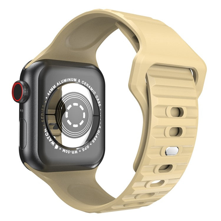 For Apple Watch Series 10 42mm / 9 8 7 41mm / 6 5 4 SE SE (2022) SE (2023) 40mm / 3 2 1 38mm Stripe Design Silicone Smartwatch Band Replacement Wrist Strap - Yellow