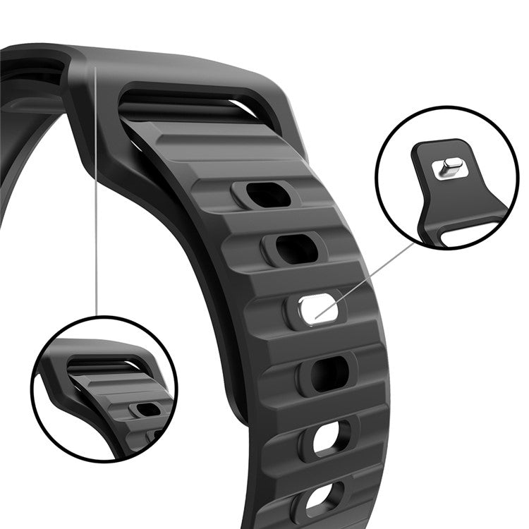 For Apple Watch Series 10 42mm / 9 8 7 41mm / 6 5 4 SE SE (2022) SE (2023) 40mm / 3 2 1 38mm Stripe Design Silicone Smartwatch Band Replacement Wrist Strap - Yellow
